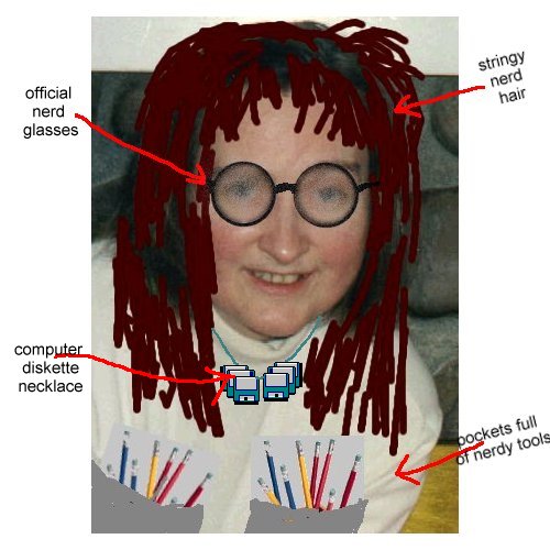 Enhanced picture of the female computer nerd herself